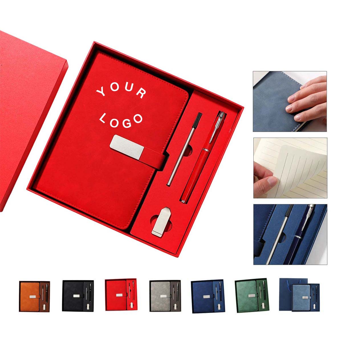 Faux Leather Snap Notebook Gift Set with Thick Paper 1