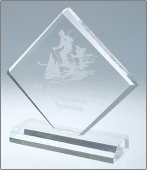3 1/2" x 3 1/2" Clear Diamond Jewel Bevel Acrylic Award 2