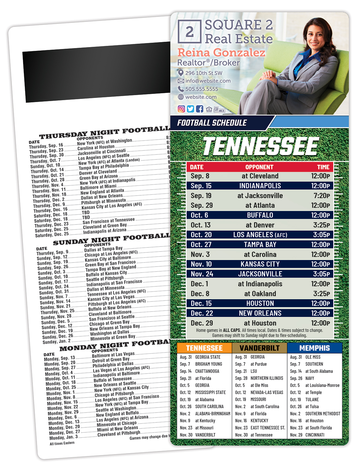 Football Schedule Laminated Card/Postcard with Magnet Strip 3.5x8.5 - 14 pt. 1