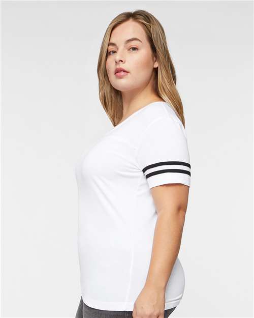Women's Football V-Neck Fine Jersey Tee - 3537 23