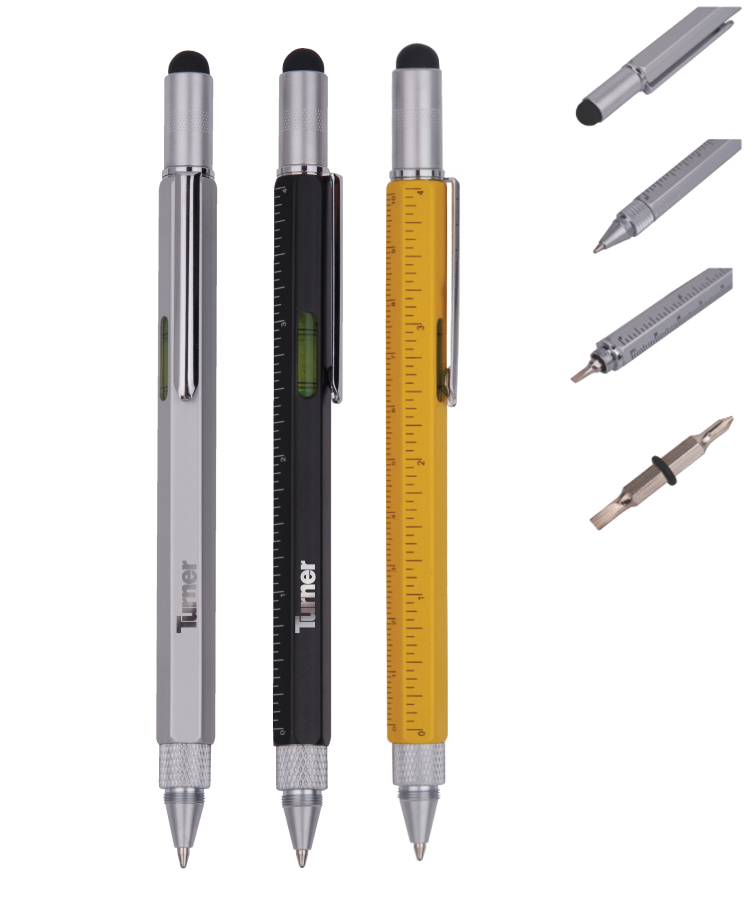 Union Printed - 6 in 1 Stylus Multitool Pen with Ruler Level 1
