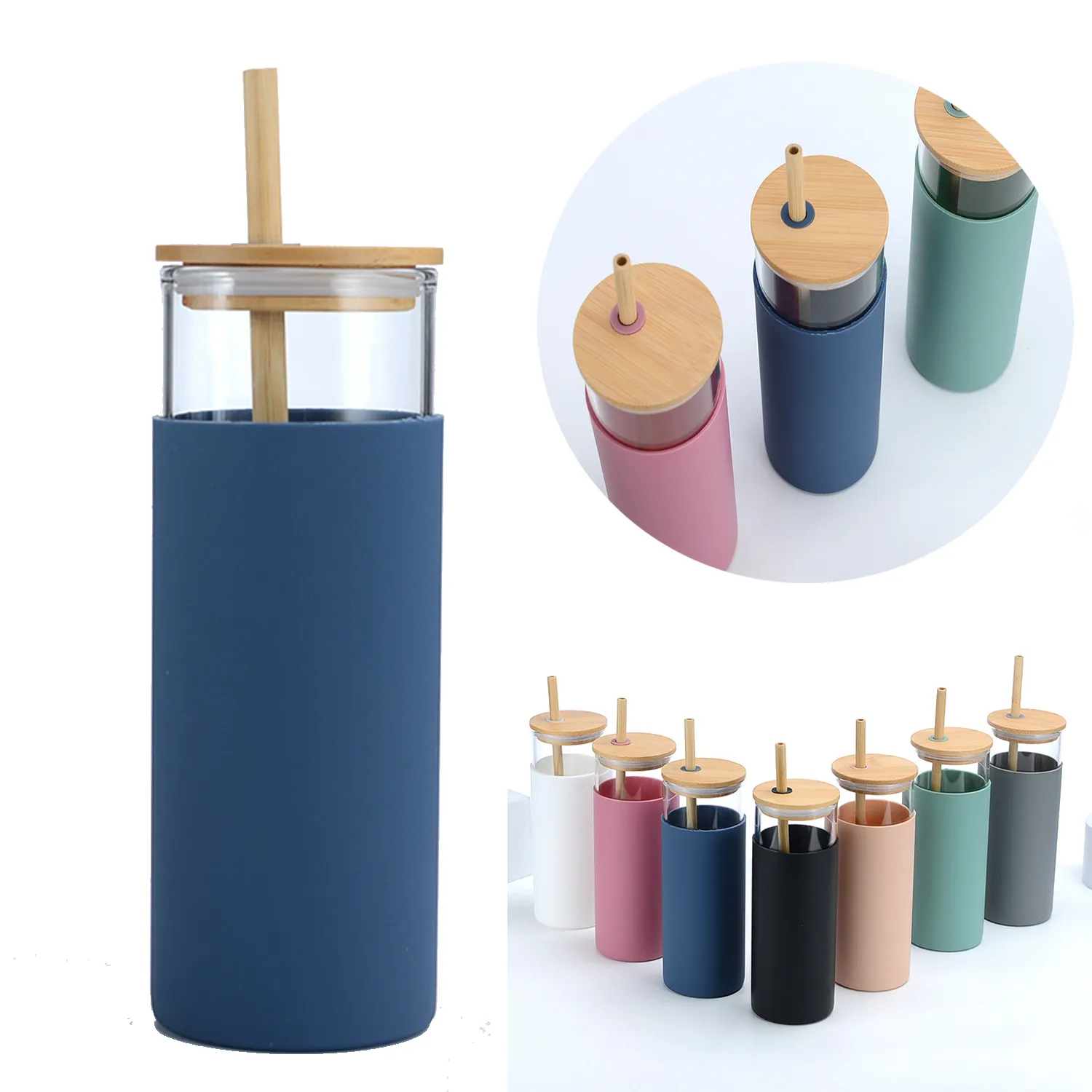 Bamboo Cap Glass Drink Bottle 2