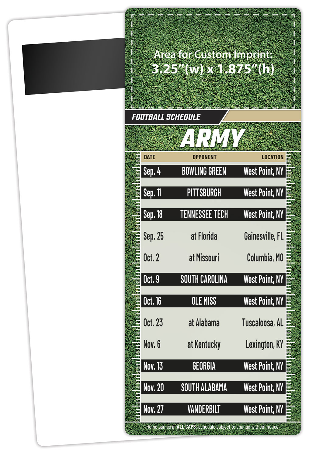 Football Schedule Laminated Card/Postcard with Magnet Strip 3.5x8.5 - 14 pt. 1