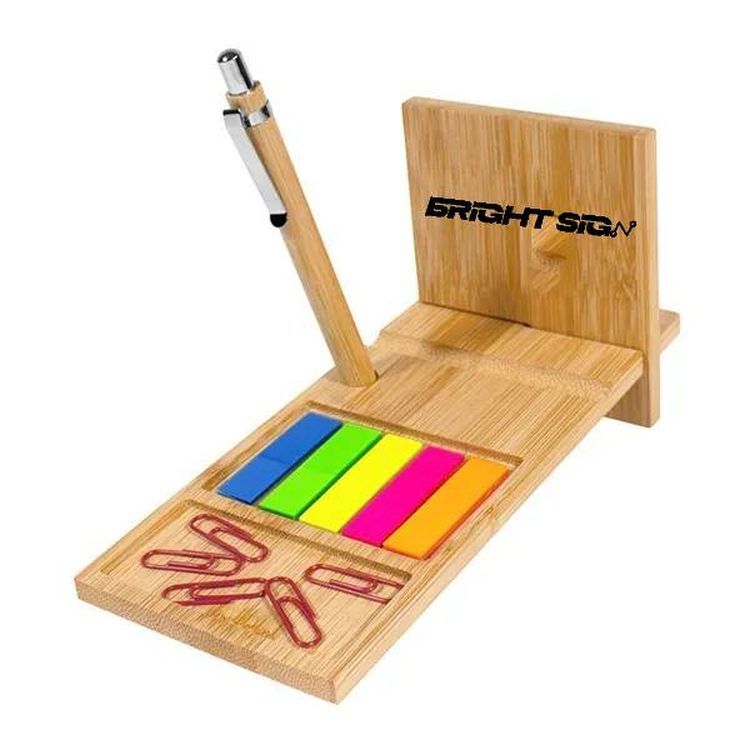 Bamboo Desk Organizer with Sticky Notes 3