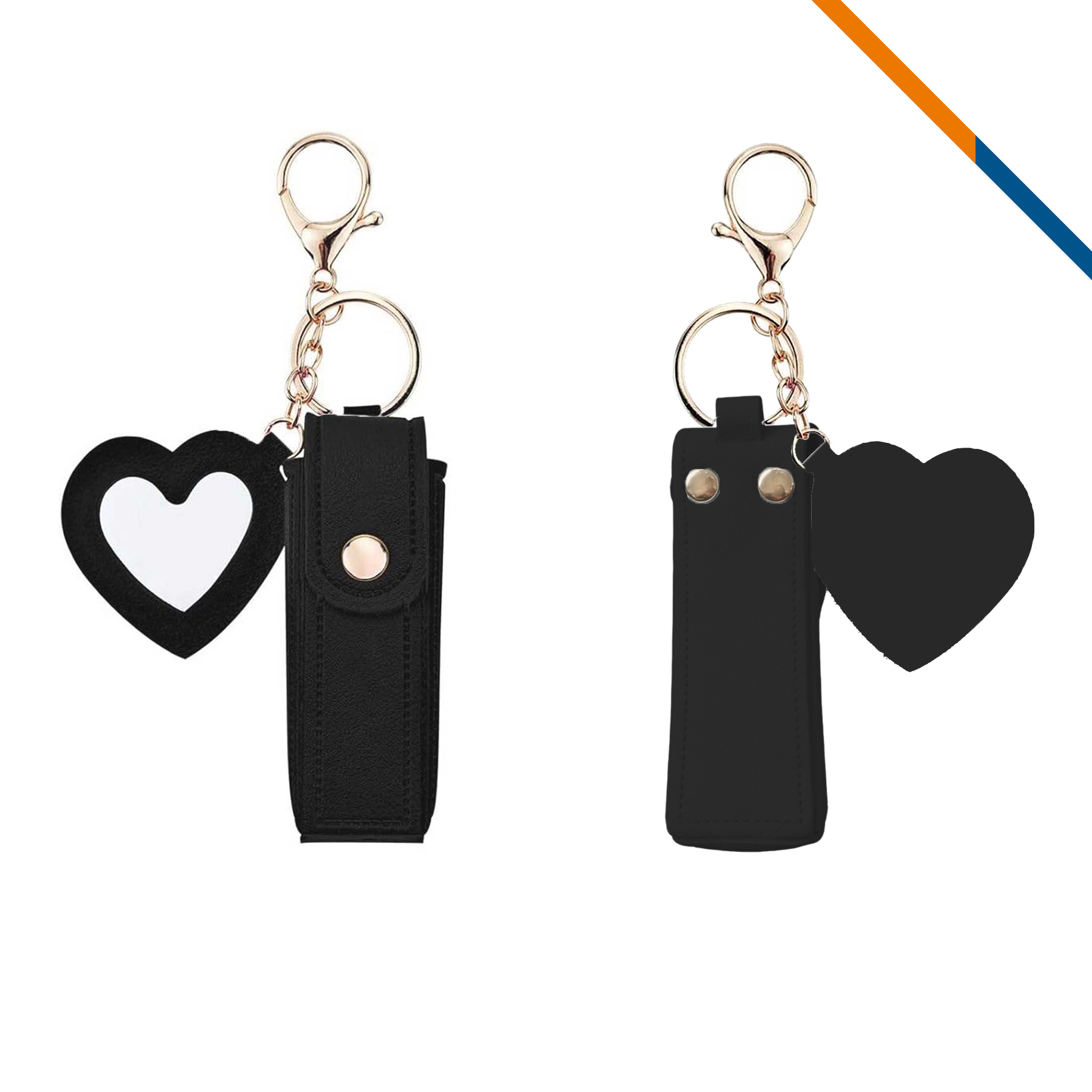 Zipin Mini PU Leather Mirror Lipstick Keychain Pouch 1