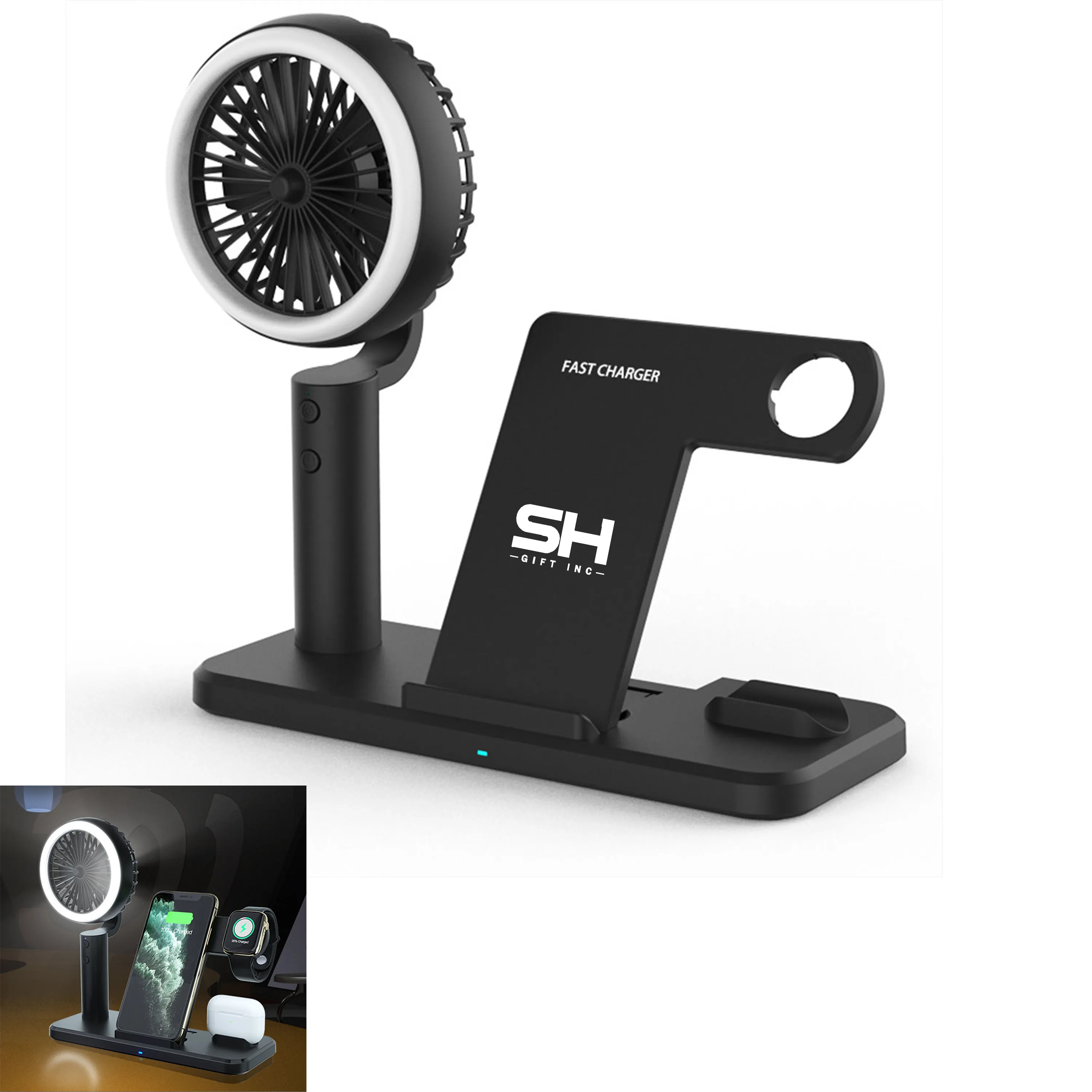Multifunctional Fan Mobile Phone Headphone Wireless Charger 4