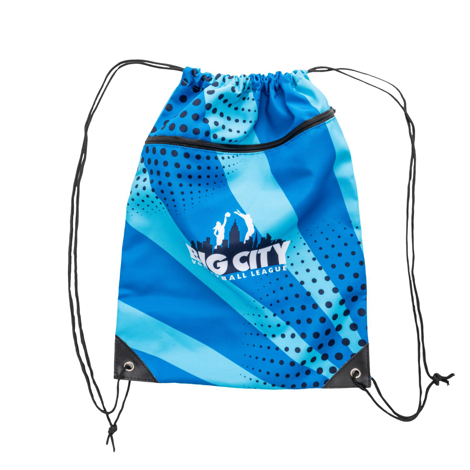 6 Oz Sublimated Poly Canvas Drawstring Backpack w/ Zip Pocket (14" x 18") 3
