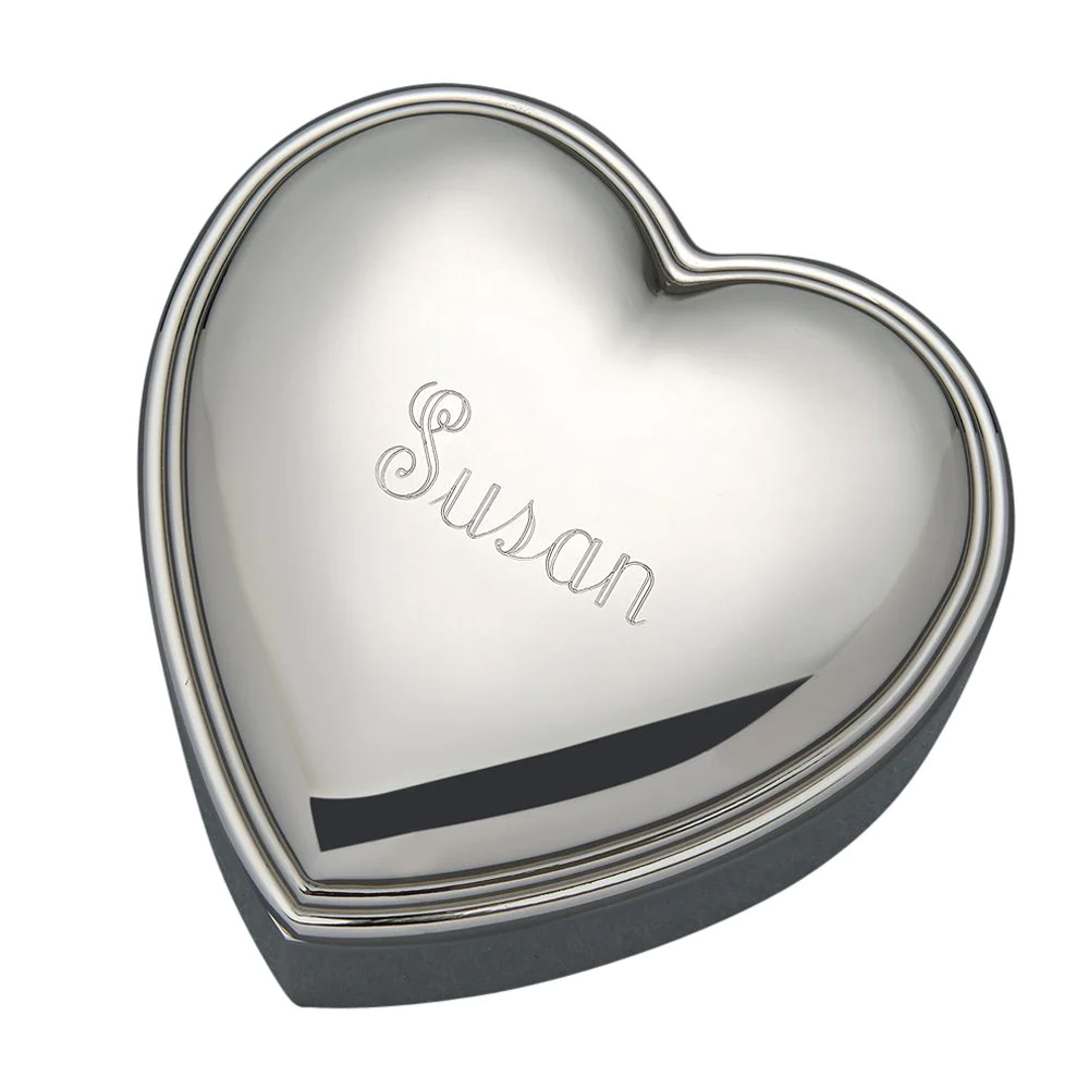 Shiny Silver Heart Metal Jewelry Box 2