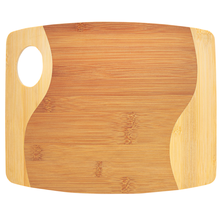 11" x 9" x 5/16" Bamboo Two Tone Cutting Board with Handle 3