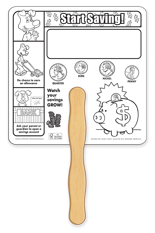 HAND FANS - Saving Money Coloring Hand Fan 4