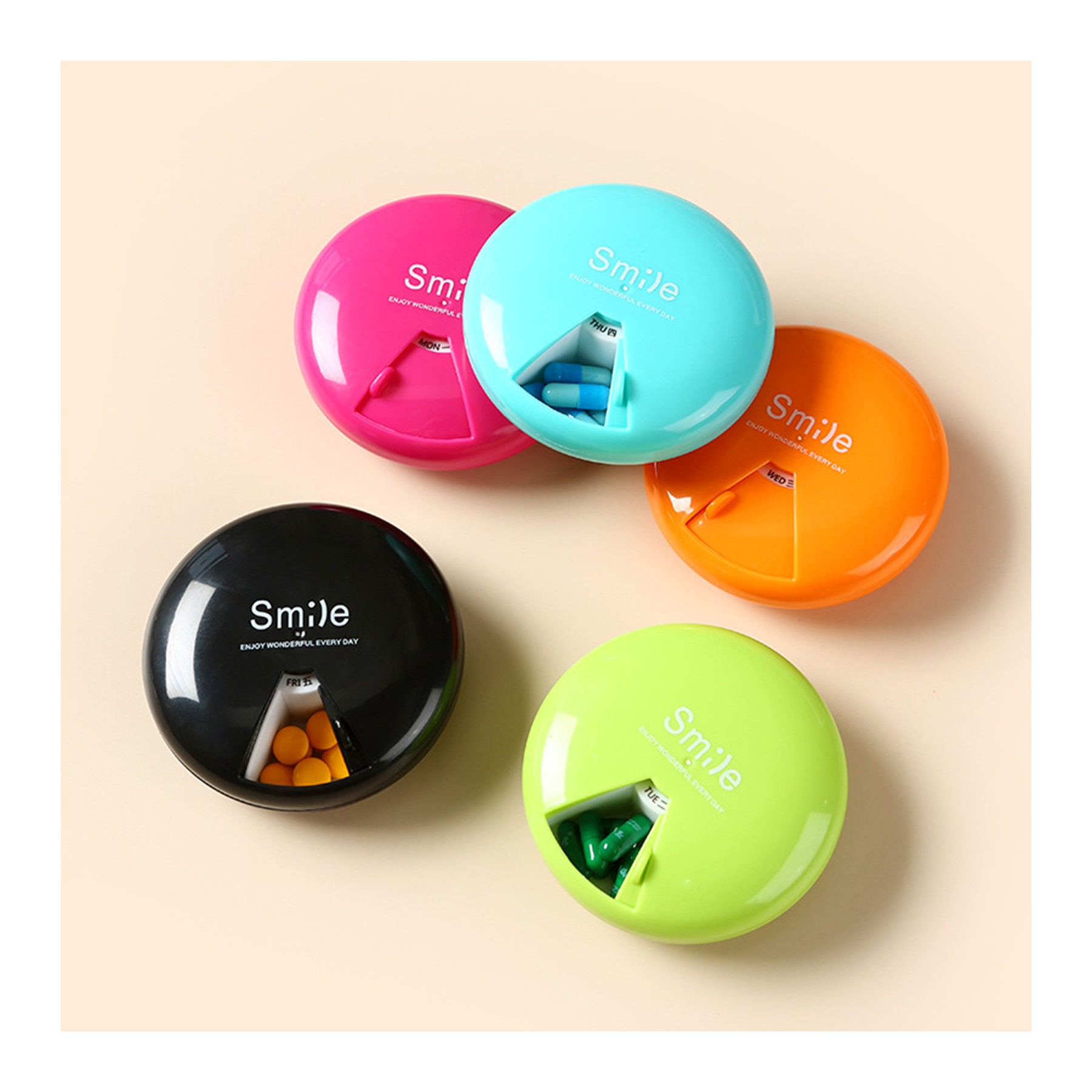 Round Rotating Plastic Pill Box 2
