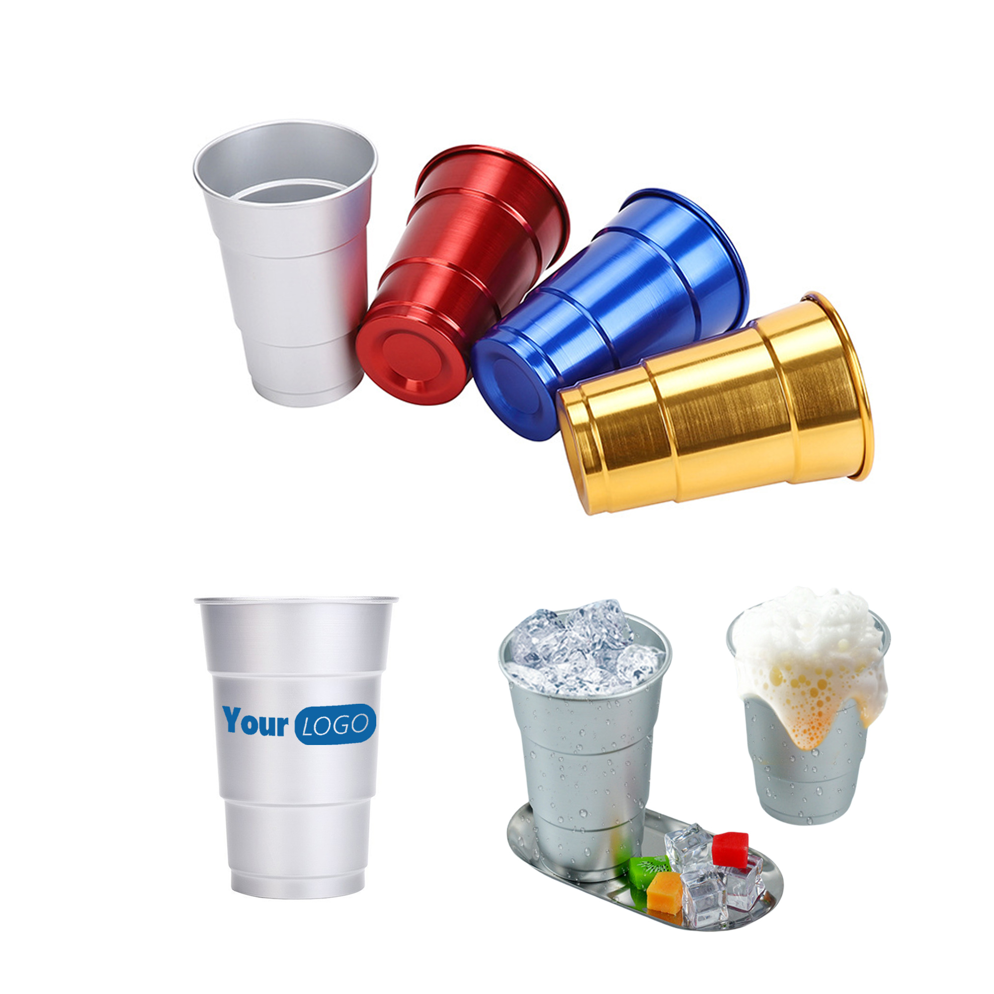 16 oz Recycled Aluminum Pint Cups Minimum Order 50 2