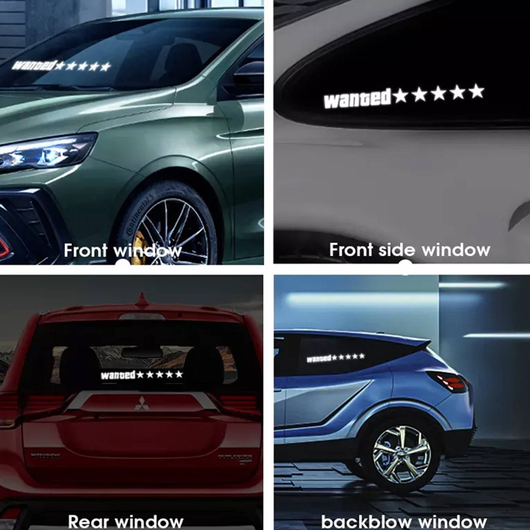 PET LED Luminous Wanted Car Window Sticker 7