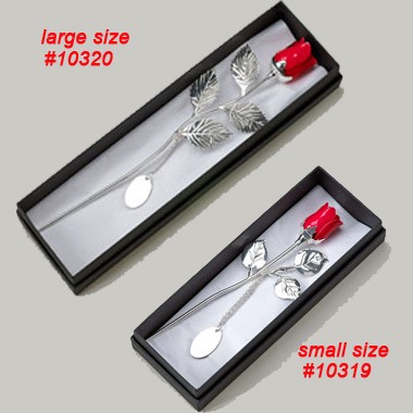 7.5" Silver Plated Rose w/ engraving plate 1