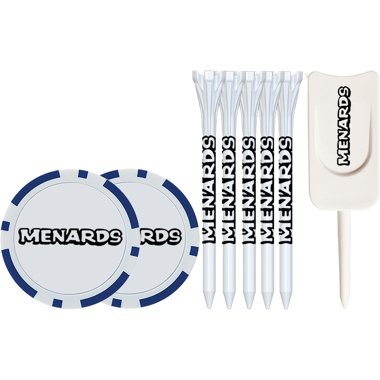 5 Flytee Tees 2-3/4", 2 Poker chips, Single Prong Plastic Divot Tool