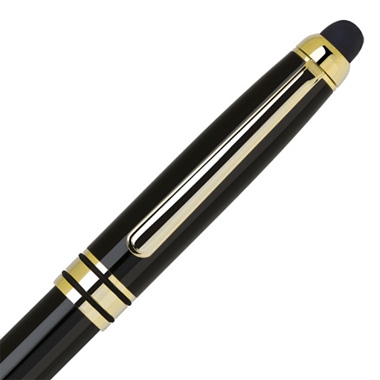 Elegant Heavy Weight Brass Ball Point Pen with Stylus - Glisten Black 5