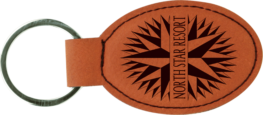 Laser Engraved Leatherette Key Tag - Oval (3"x1.75")