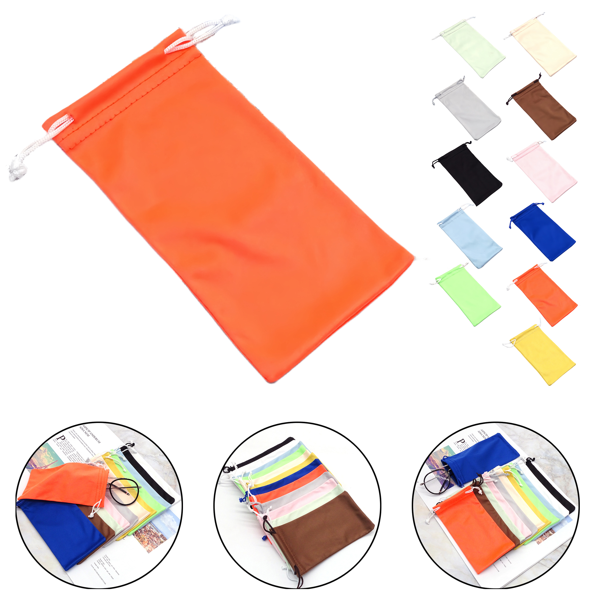 Ultra Fine Fiber Eyeglass Pouch Drawstring Bag Flannel Glasses Case Portable Reusable 9