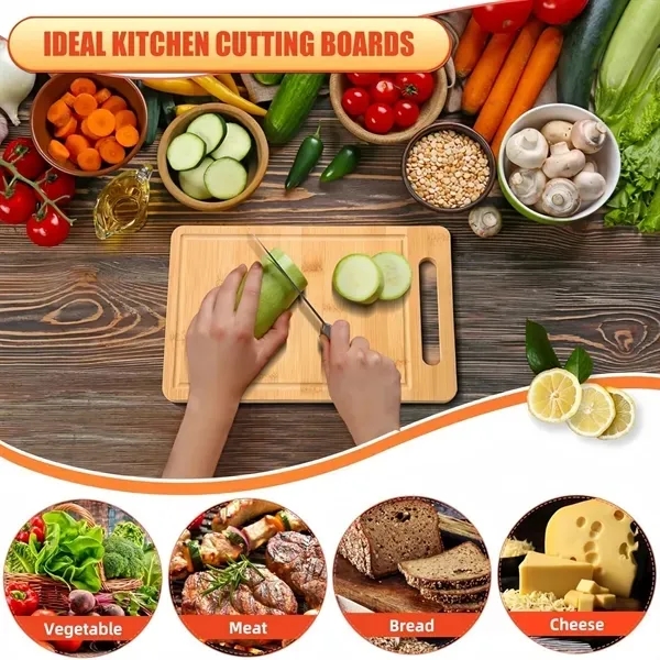 Bamboo Cutting Board Set with Handles 7