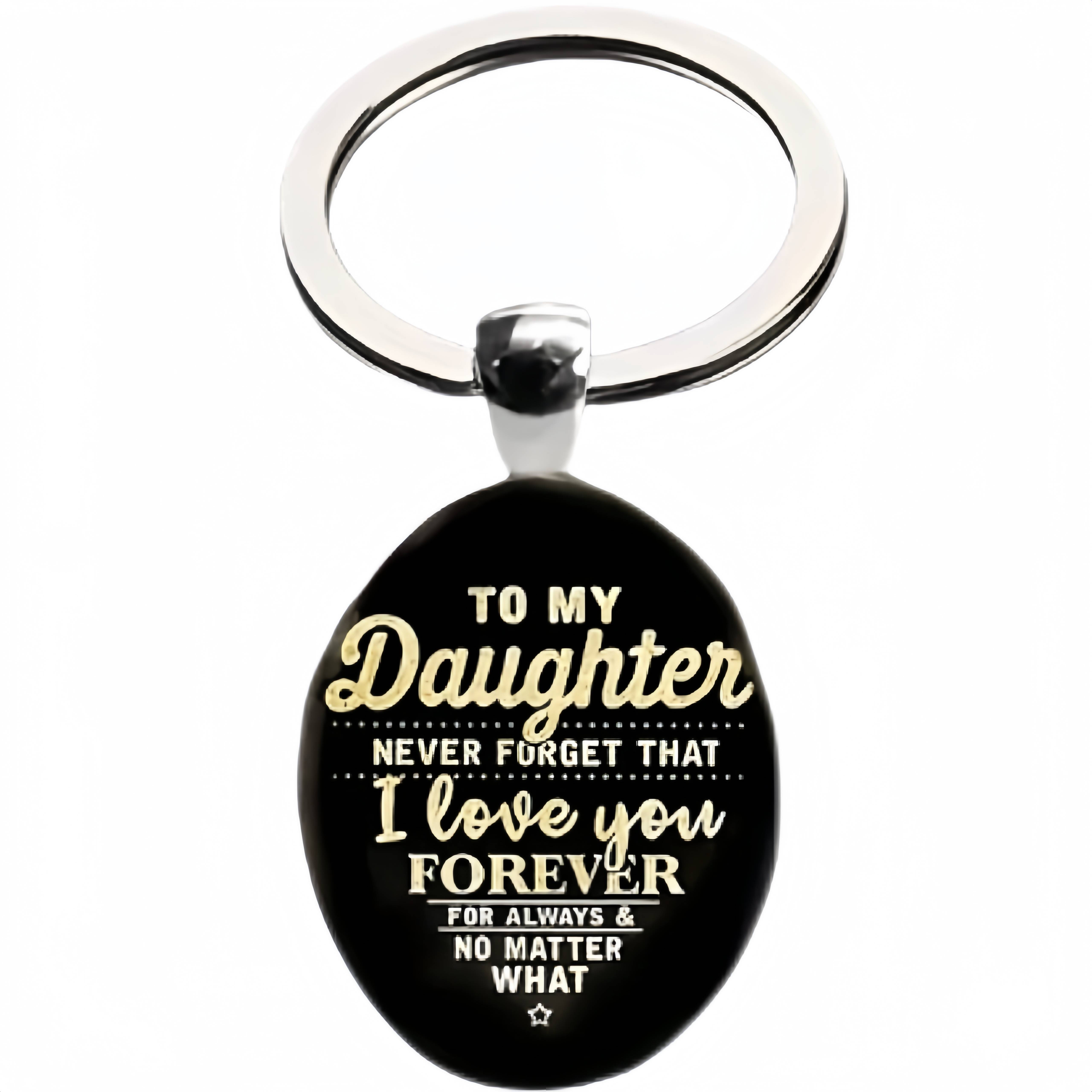 Engraved Letters Oval Glass Alloy Pendant Keychain 2