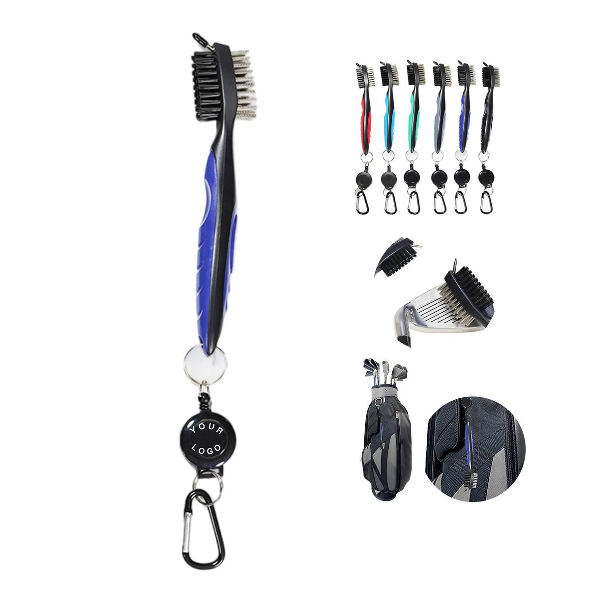 Golf Club Brush with Retractable Cord 7