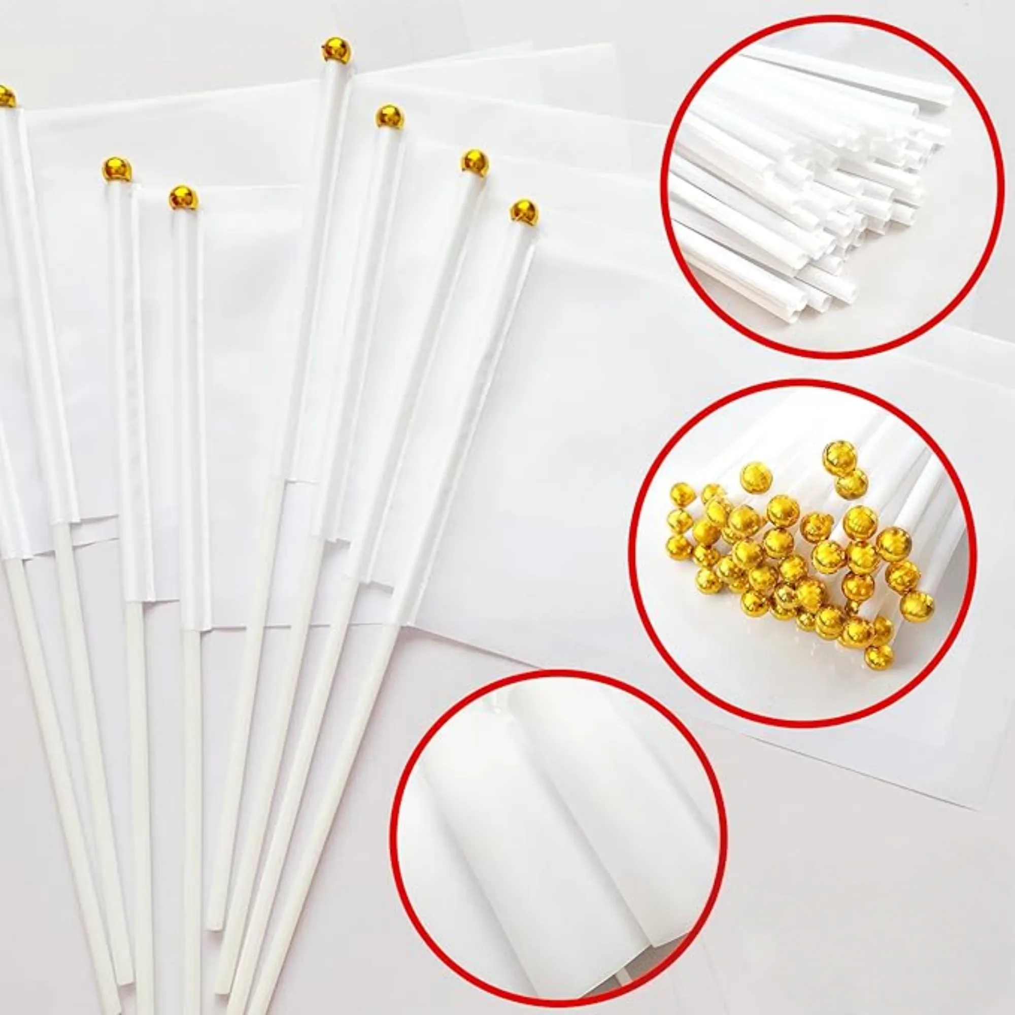 MOQ Small Mini Plain White Flag On Stick 3