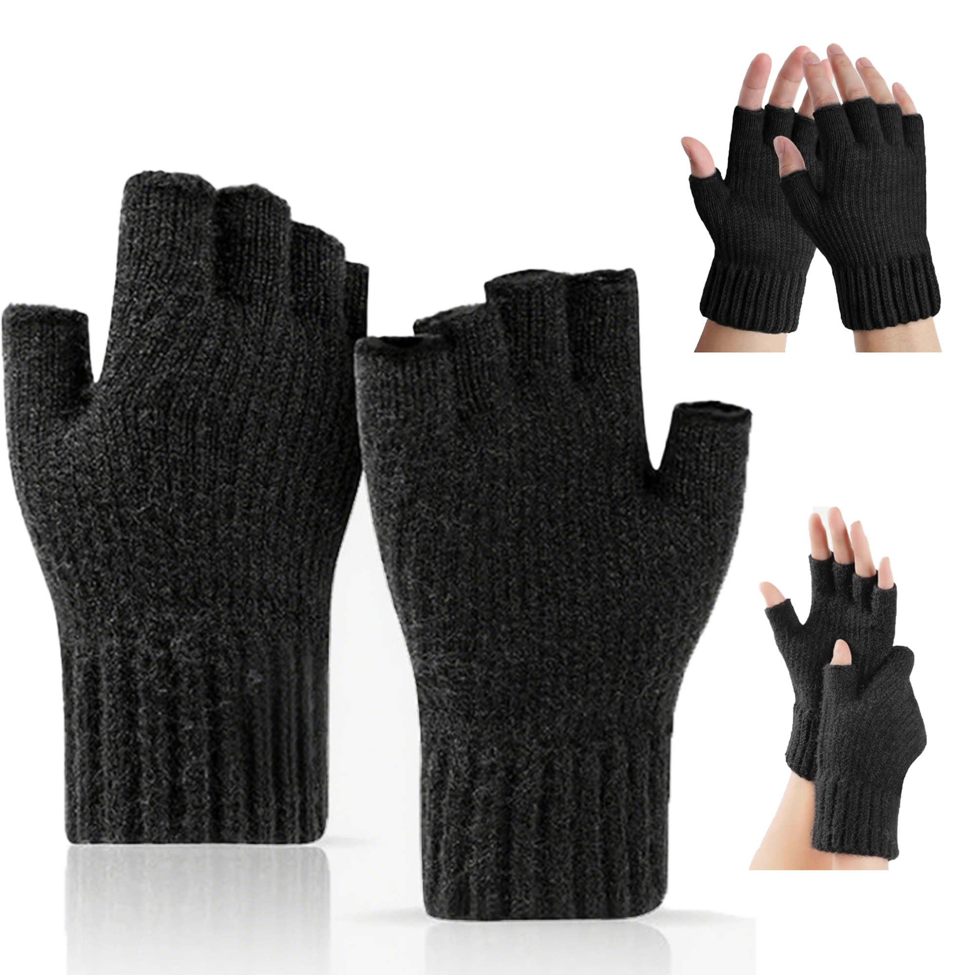 Winter Half-Finger Thickened Knit Gloves 2
