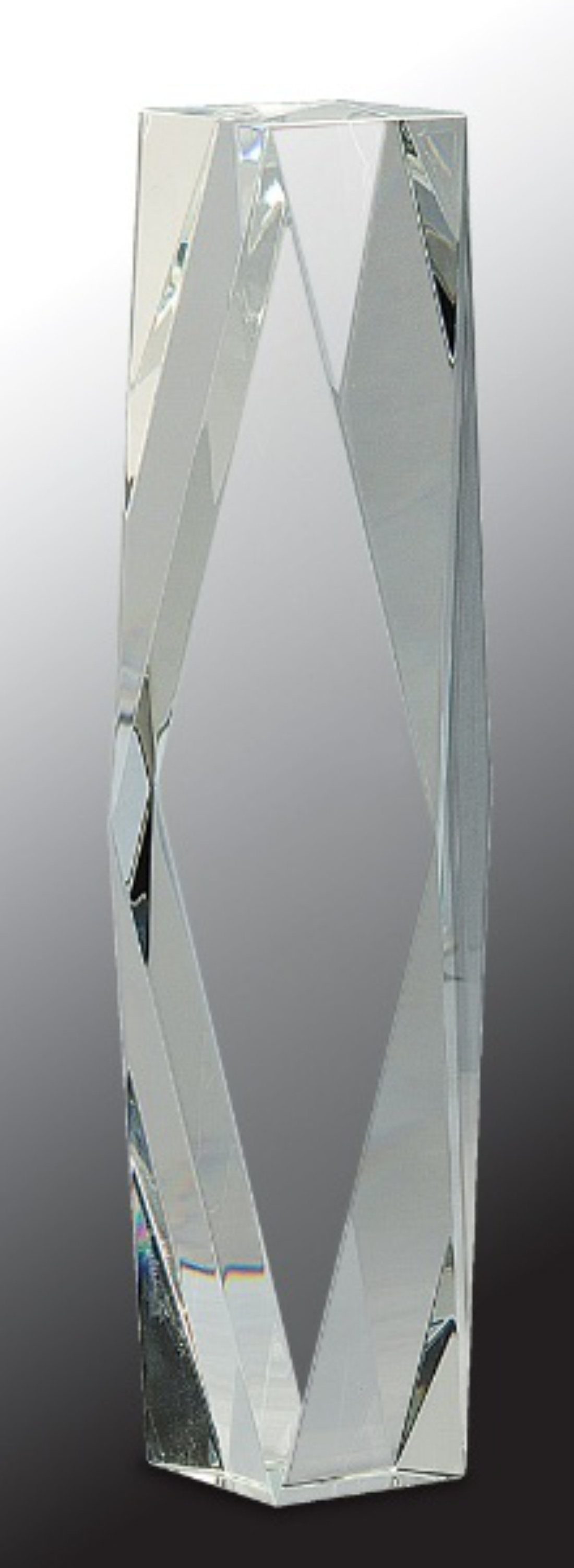 12" Clear Crystal Facet Tower Award 2