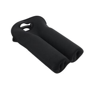 Neoprene Dual Color 2 Bottle Wine Bag With Cutout Handles 10