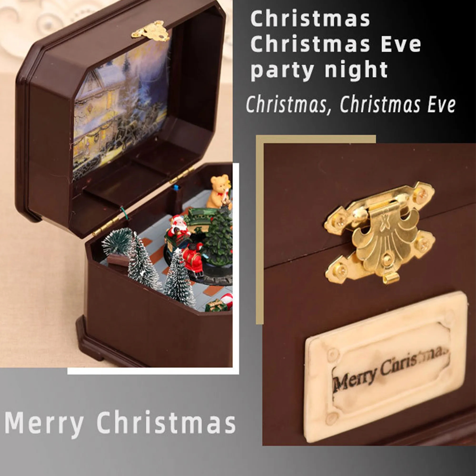 Rotating Glowing Christmas Music Box Dual Power 3
