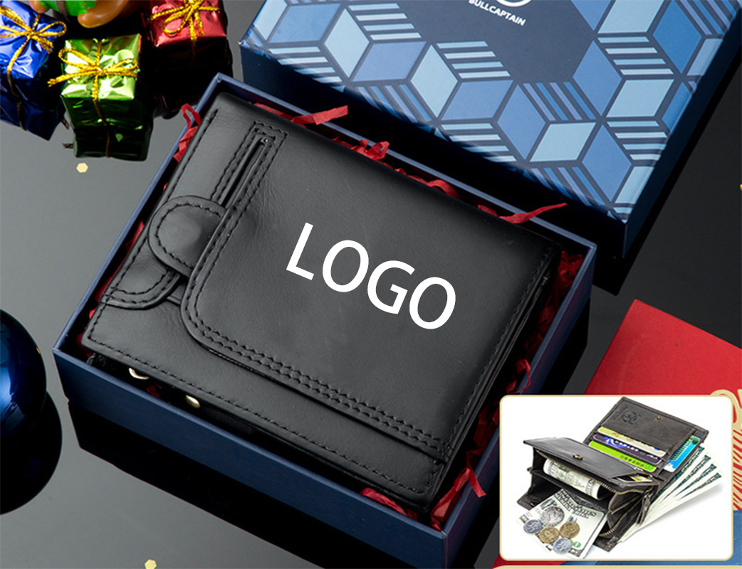 Bull Captain Leather Wallet - Black Chain Link Style 1