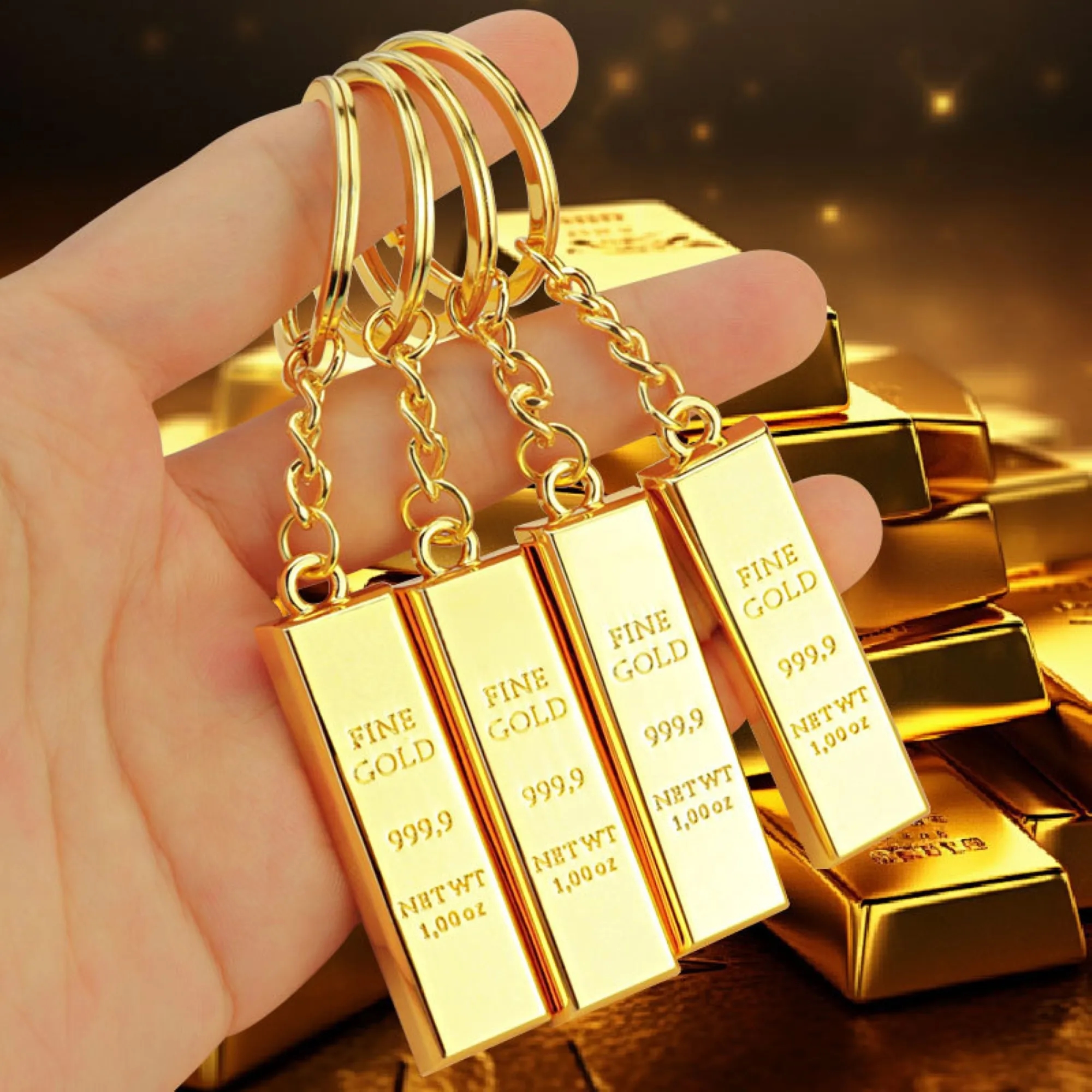 Gold Bar Shaped Fashion Keychain 3