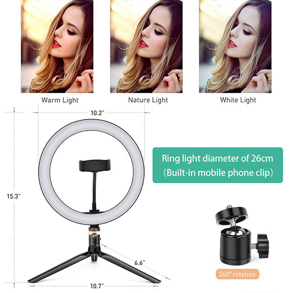 38cm height Desktop 26cm Ring Light for YouTube Video 3
