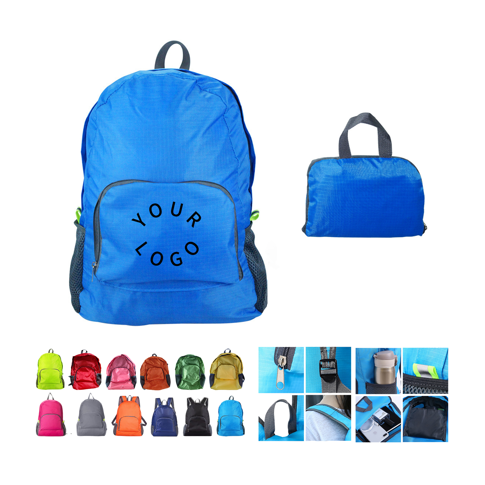 420D Nylon Lightweight Waterproof Foldable Travel Backpack 7