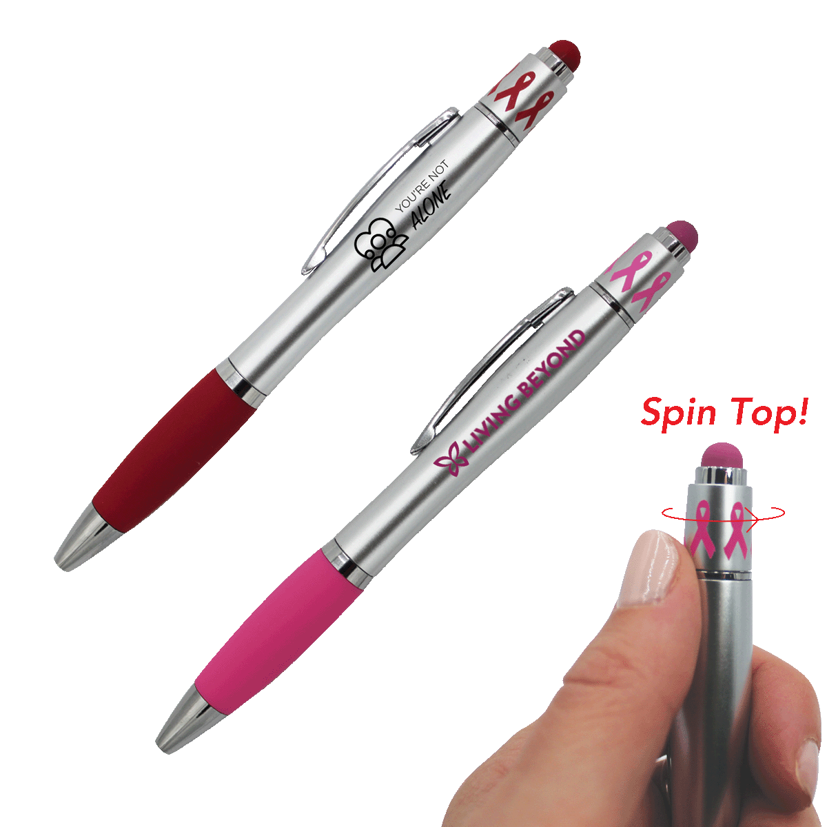 Ribbon Spin Top Pen with Stylus 5
