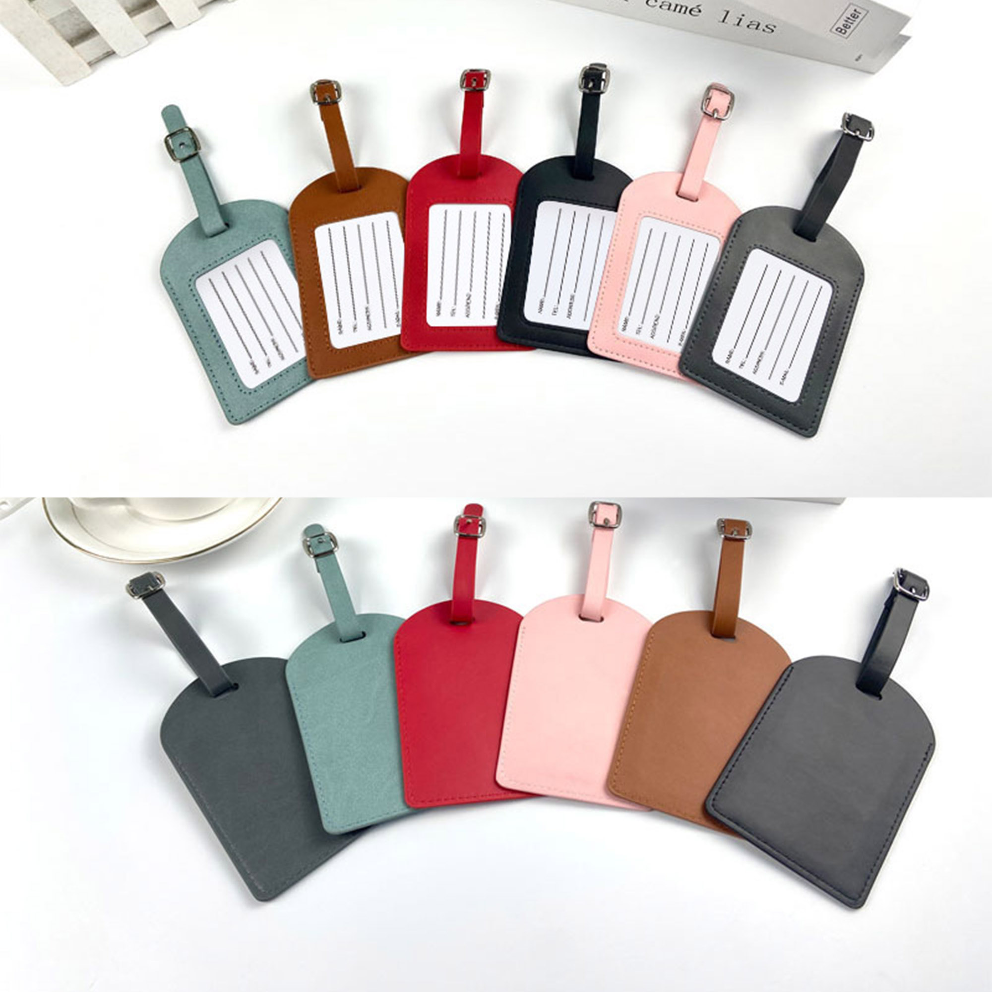 Debossed PU Leather Luggage Tag with Visable Window 4