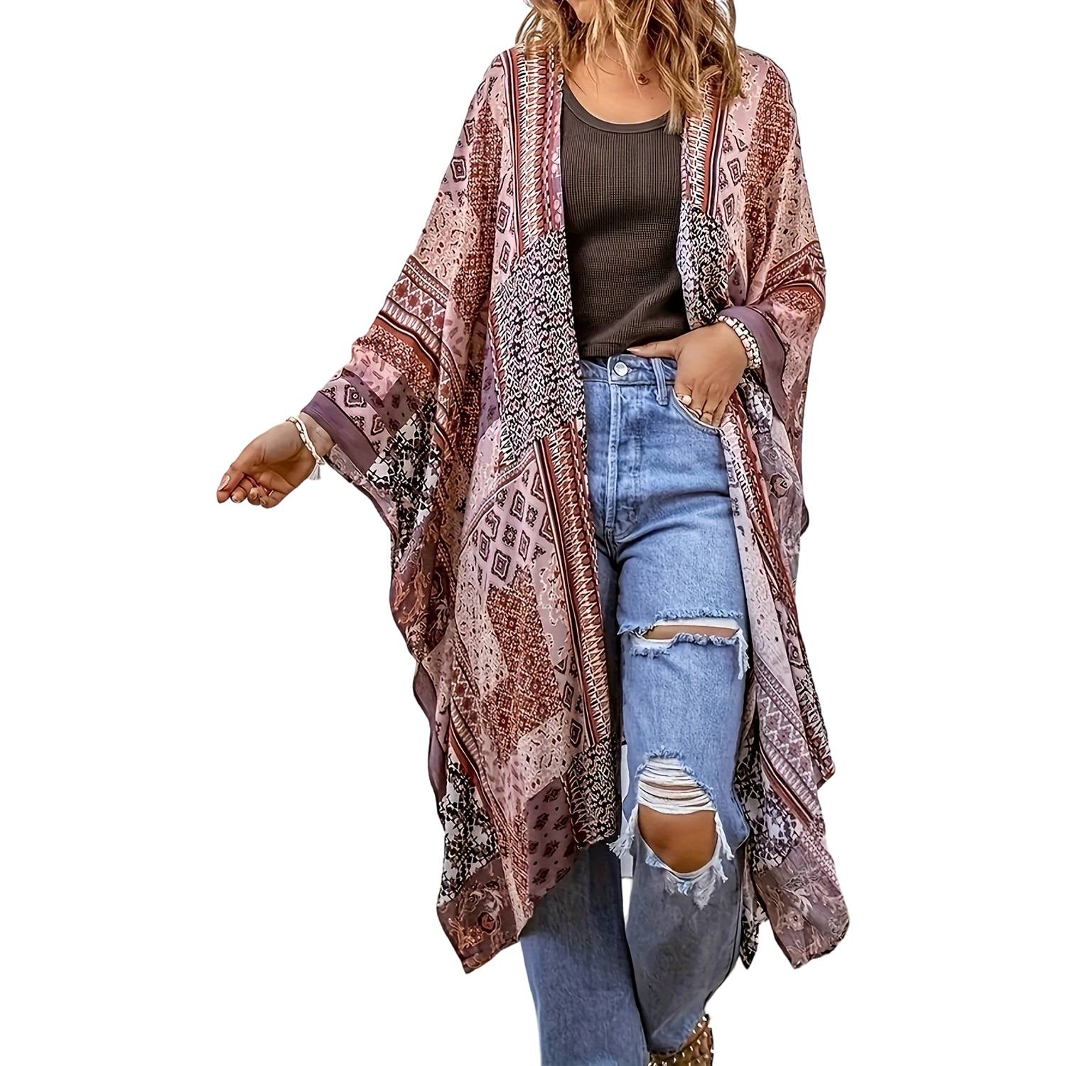 Women Lightweight Long Beach Cardigan Cover-up 8