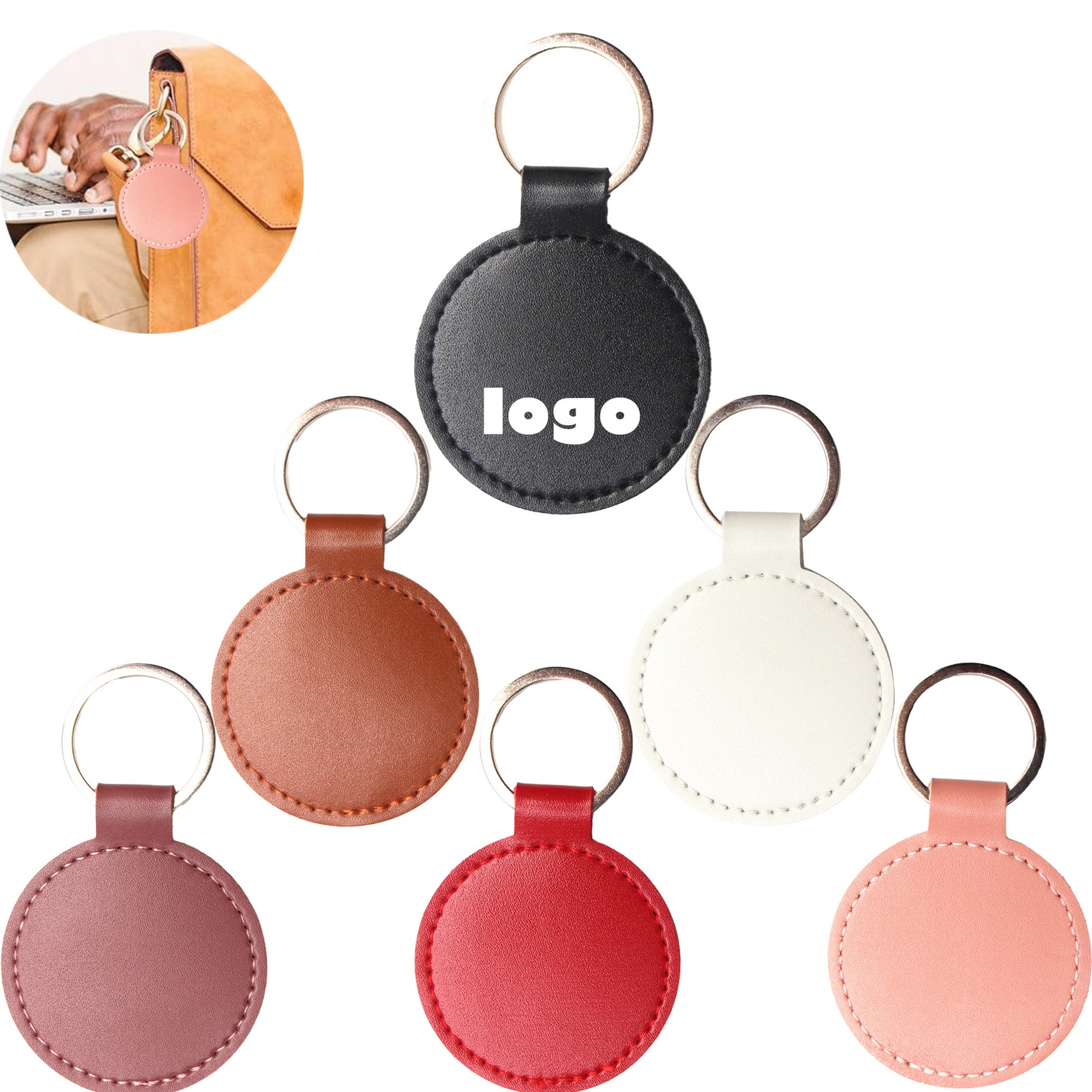 Leather Round Shaped Keychain