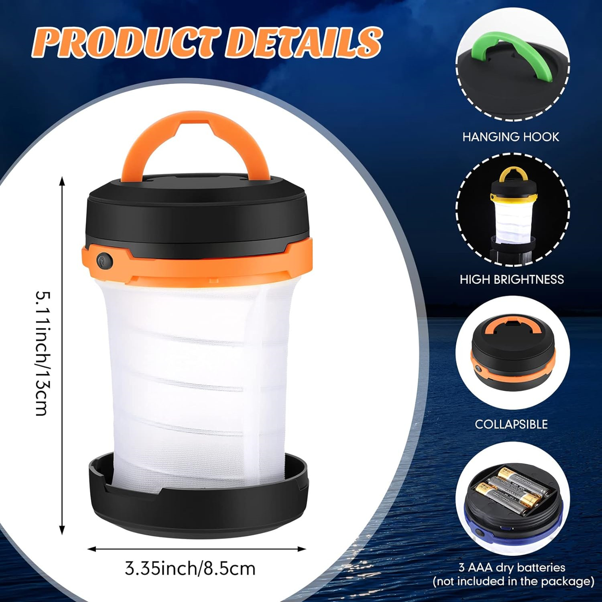 Battery Powered Collapsible LED Camping Lantern 5