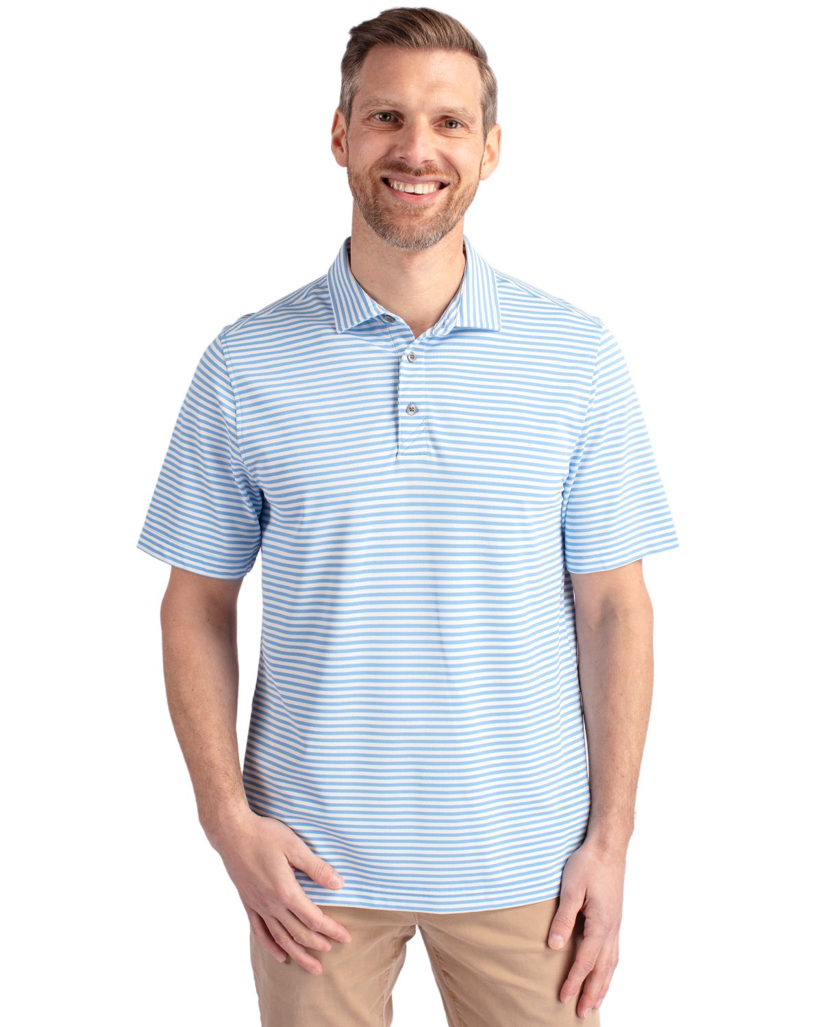 Virtue Eco Pique Stripe Recycled Mens Big and Tall Polo Big & Tall