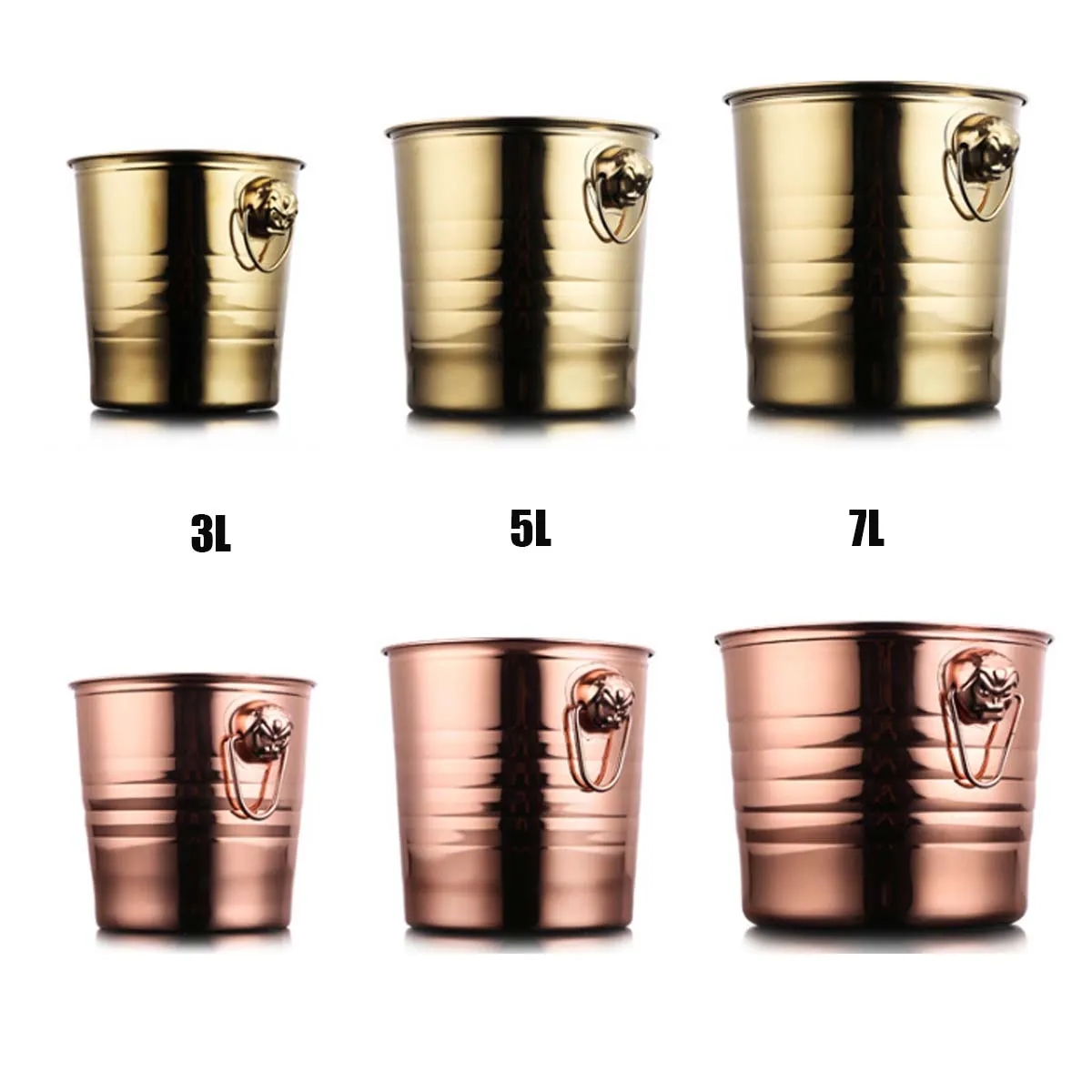 3L 5L 7L Custom Stainless Steel Pails Conical Ice Buckets 6