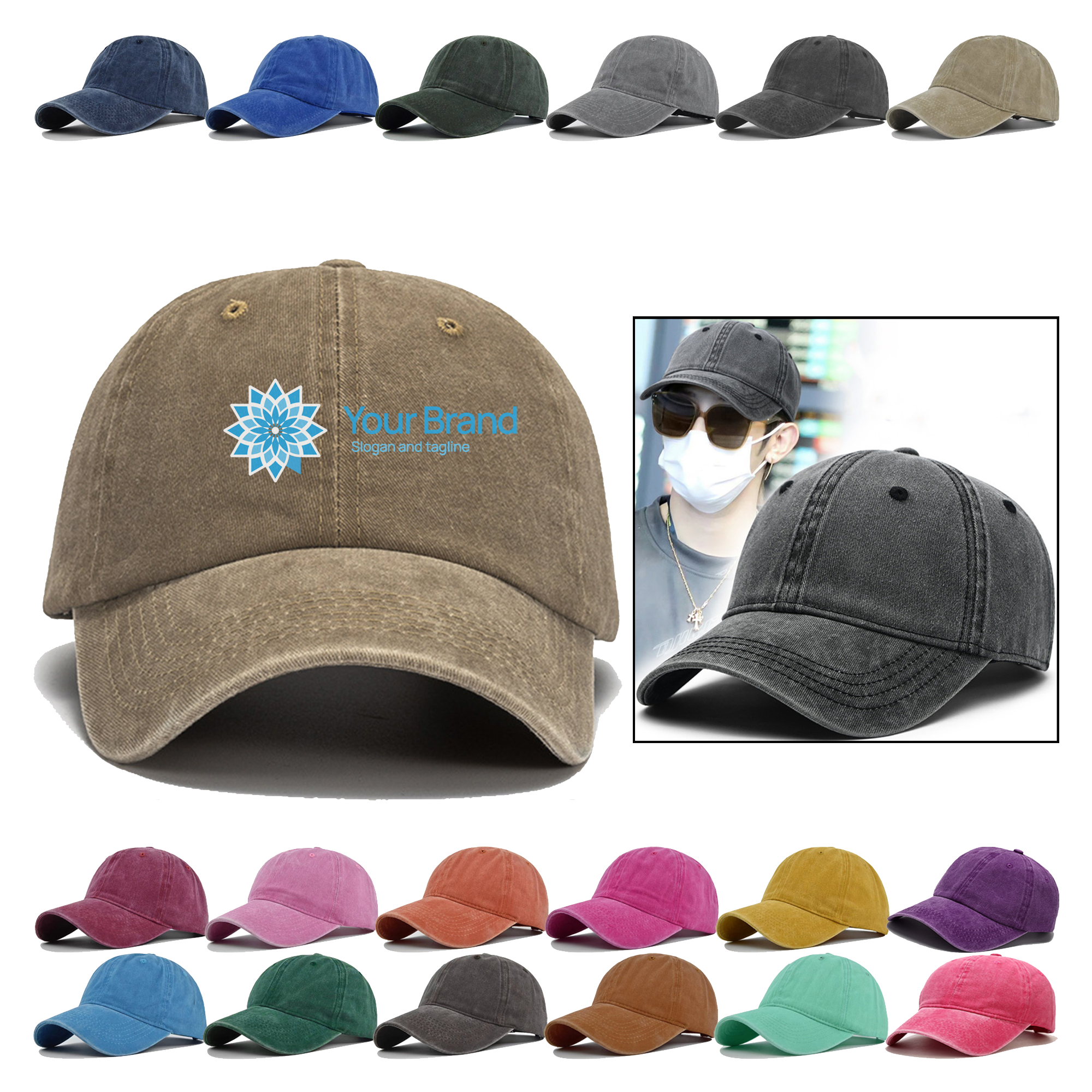 MOQ 20pcs Adjustable Denim Baseball Hat 2