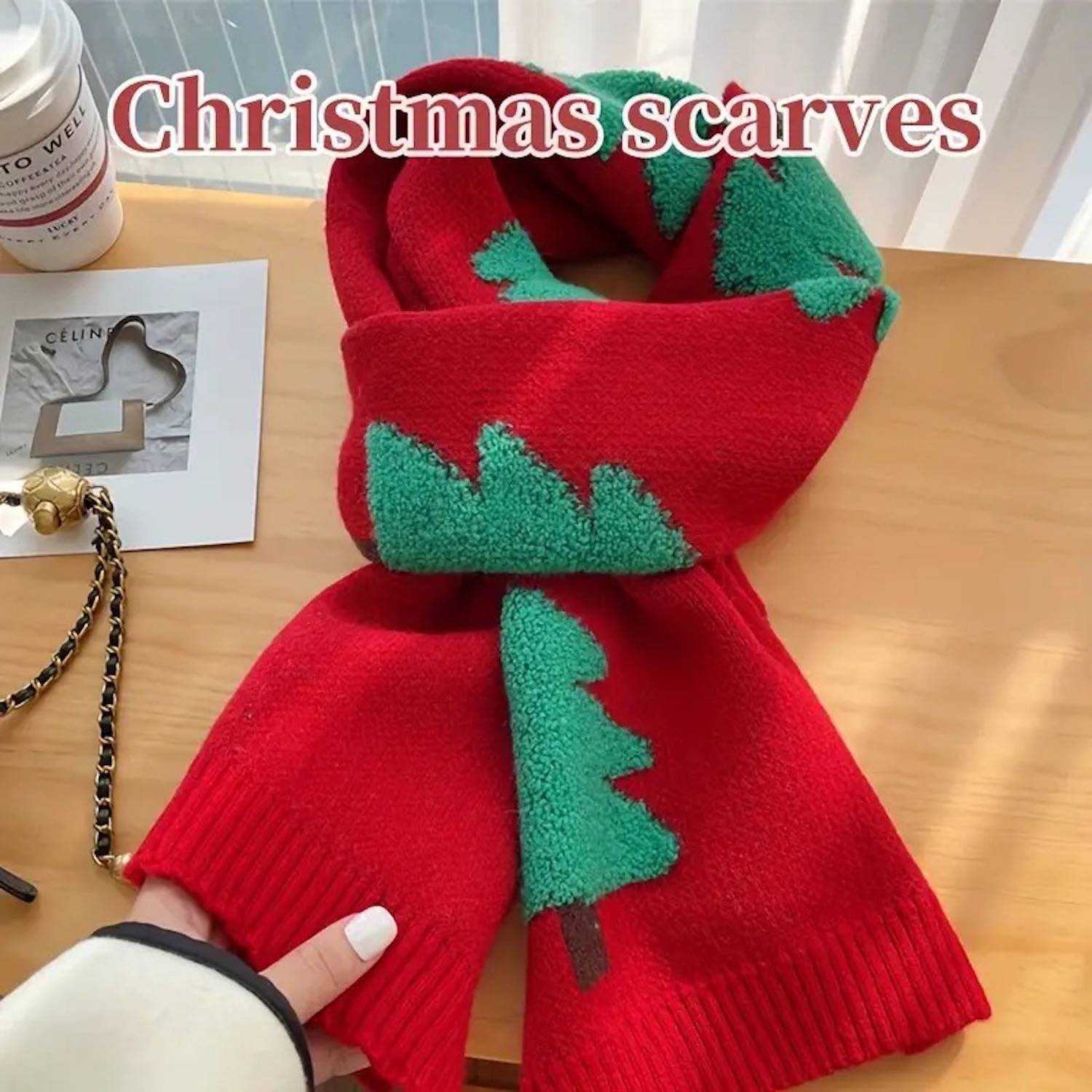 Christmas Tree Pattern Knit Scarf 5
