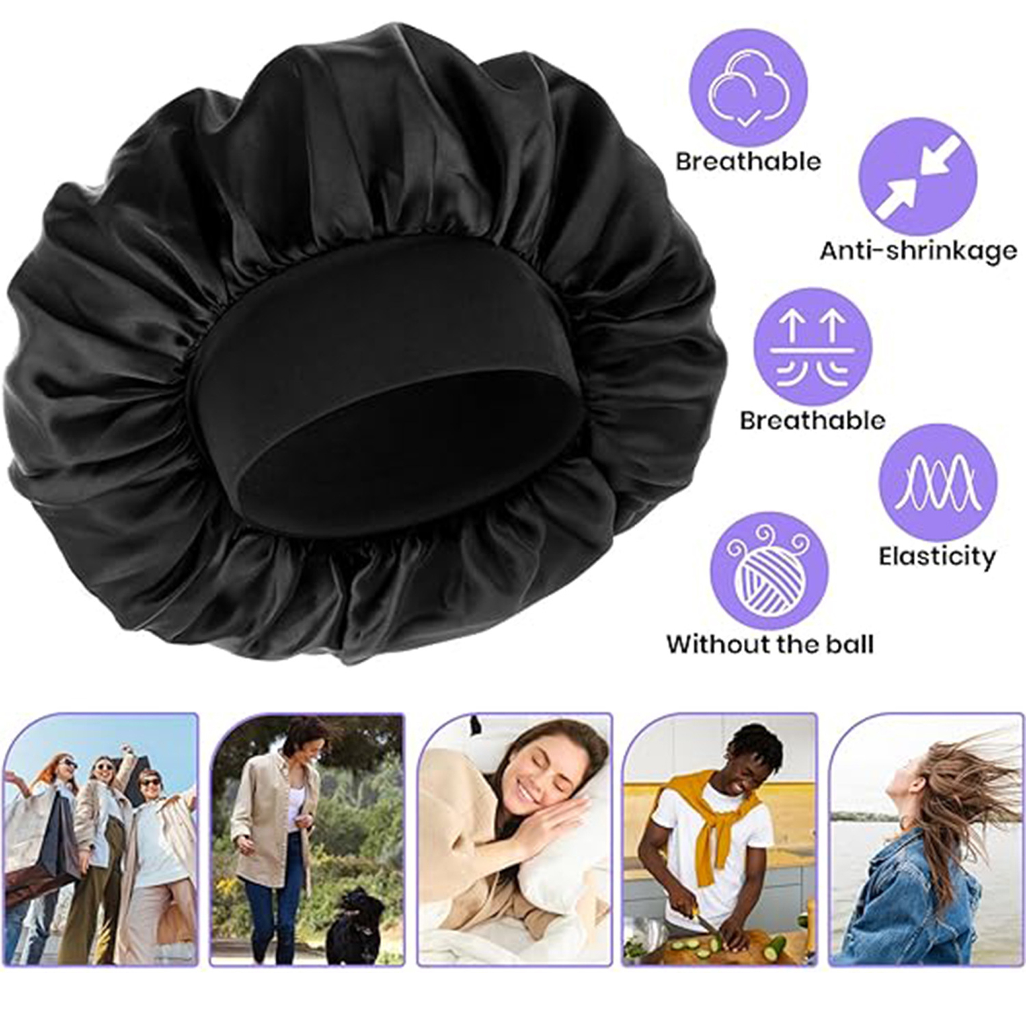Satin wide-brimmed women's chemo cap and  sleep cap 5
