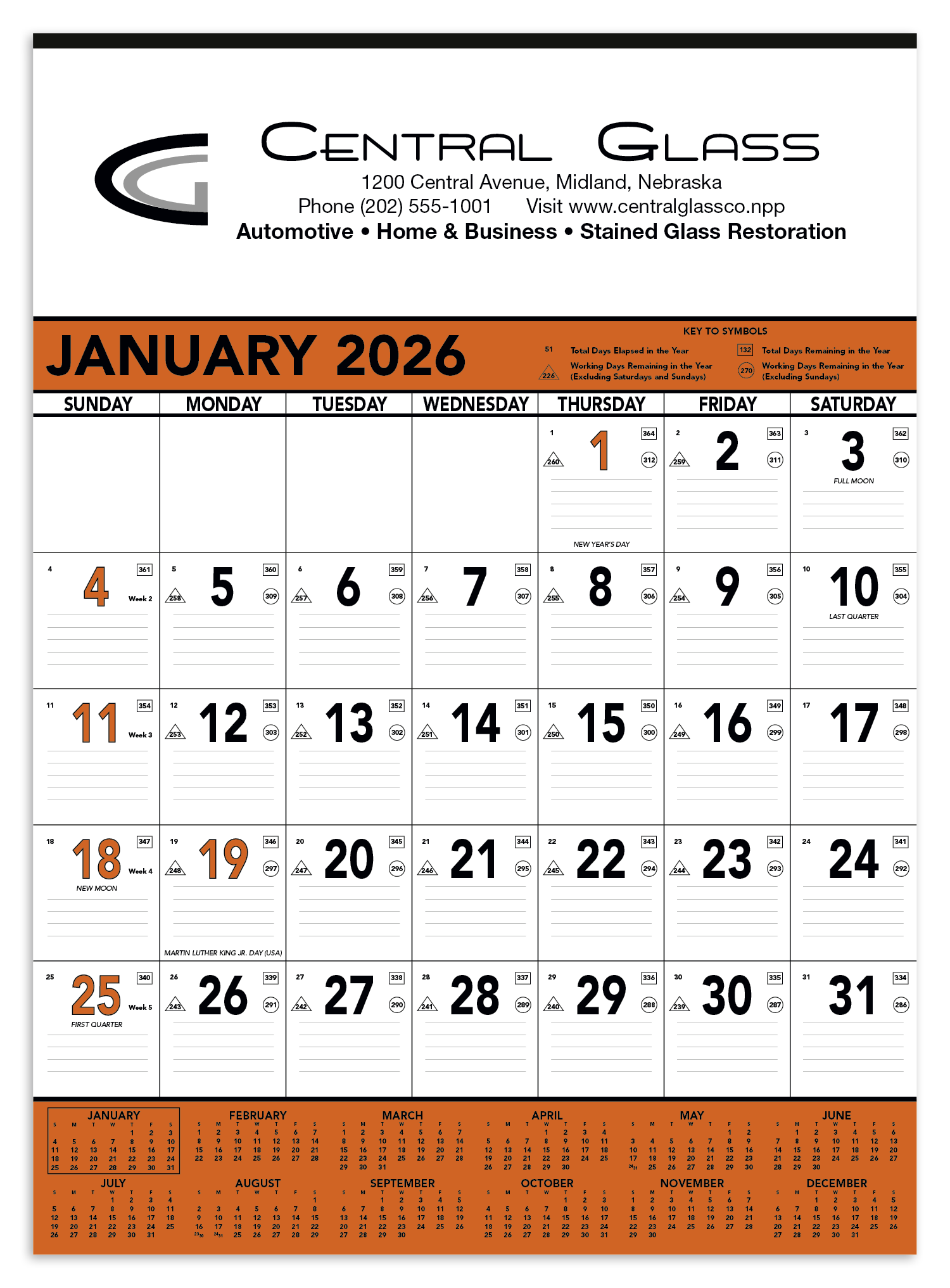 Triumph® Calendars Orange & Black Contractor Memo Calendar 17