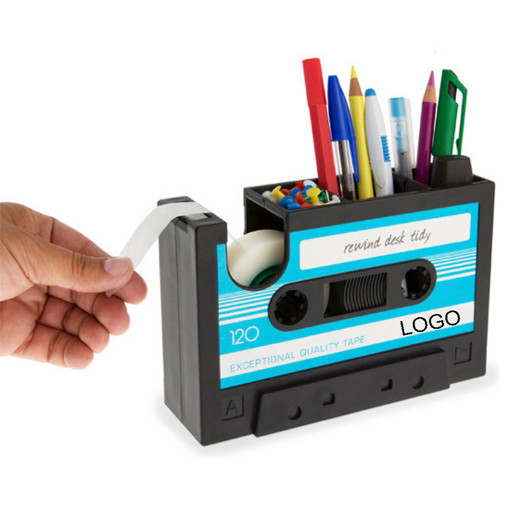 2-in-1 Cassette Shaped Tape Dispenser & Pen Holder 2