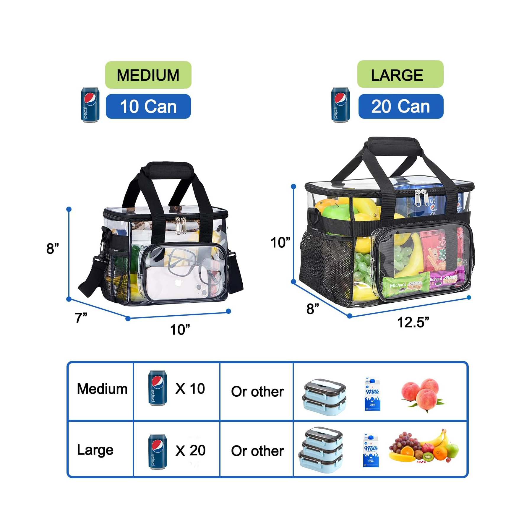 Clear Lunch Bag 10-Can with Adjustment Shouder Strap 2