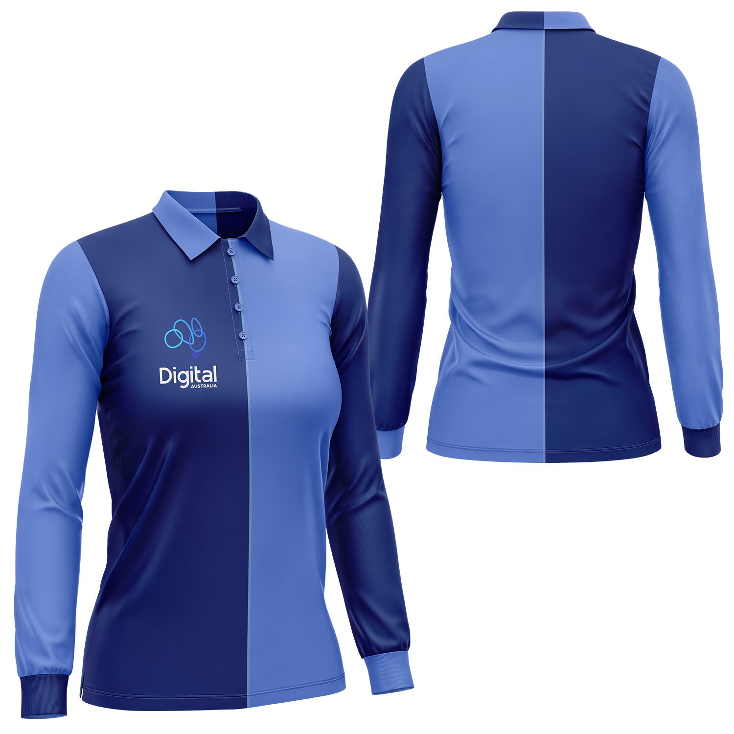 Women's 160 GSM delicate Brushed Milk Silk Sublimation Long Sleeve Polo Shirt 2
