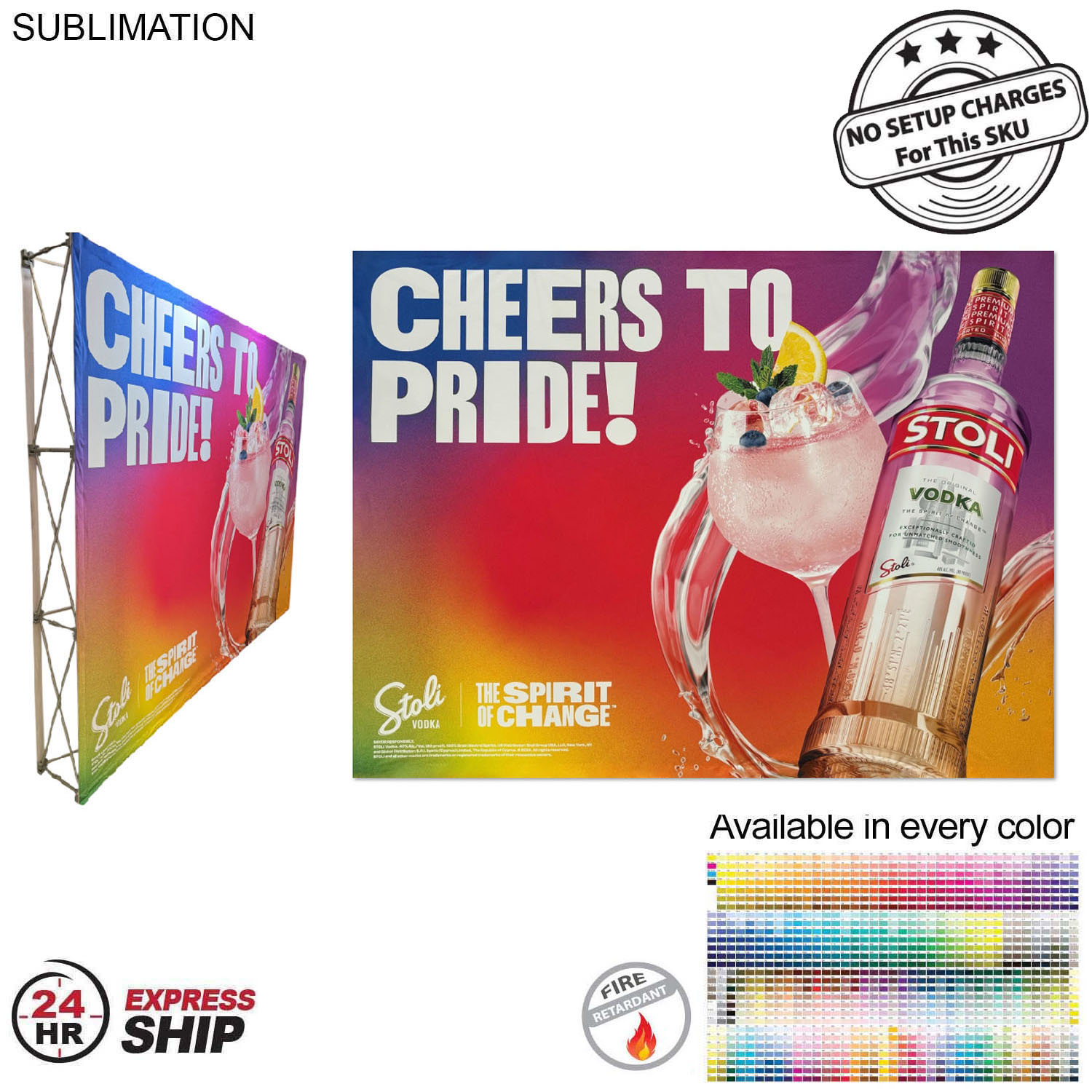 24Hr Express Ship -10' Straight Wall Full Height Tension Fabric Pop-up Display Kit, NO SETUP CHARGE