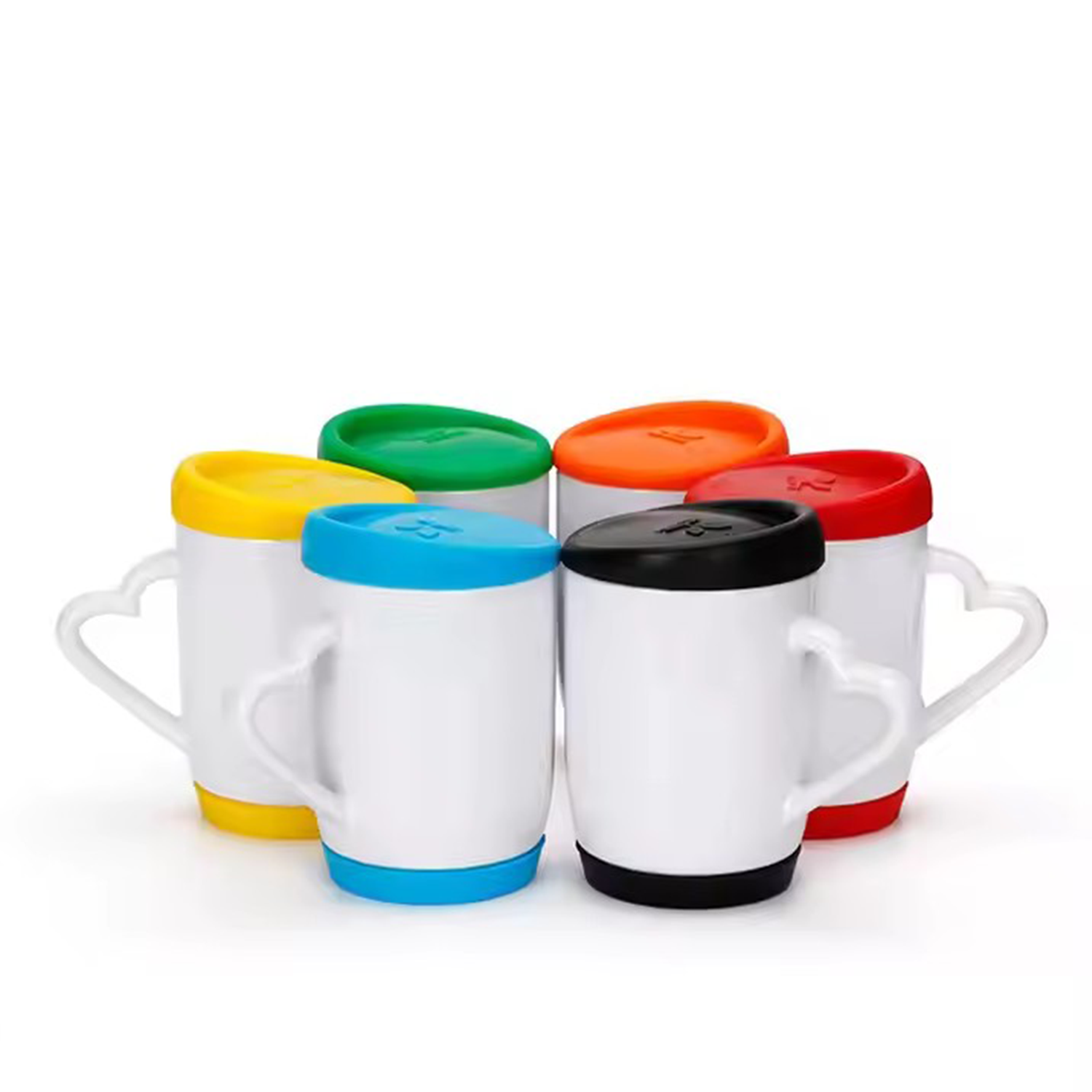 11oz ceramic Blank white mugs w/ silicone cover and bottom 2